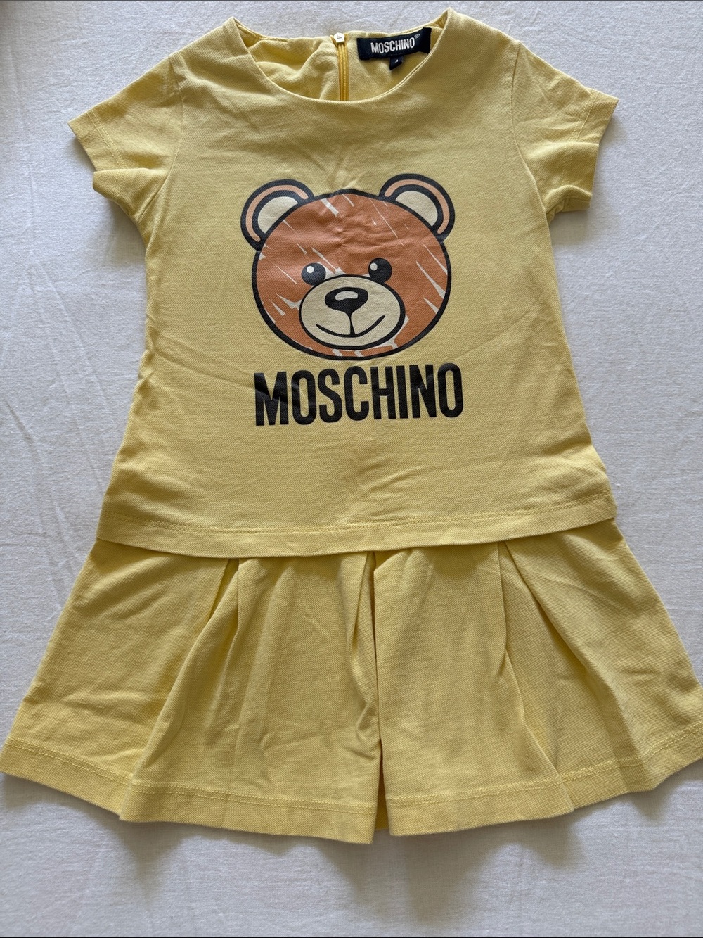 Moschino Yellow Teddy Graphic Tee and Skort Set